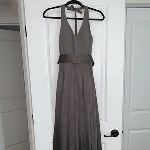 V Neck Halter Gown with Sash